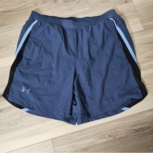 Under Armour Men's Dark Blue Athletic Shorts with Light Blue Trim Sz XL